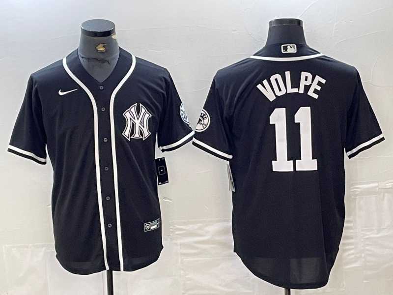 Mens New York Yankees #11 Anthony Volpe Black White Cool Base Stitched Jersey